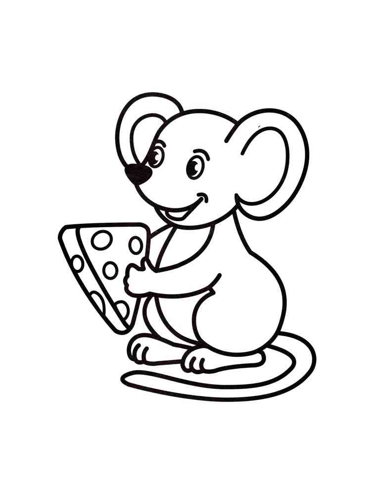 Mouse with a piece of cheese coloring page
