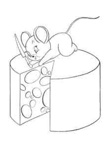 Mouse cuts the Cheese coloring page