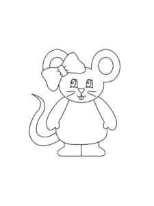 Mouse with a bow coloring page
