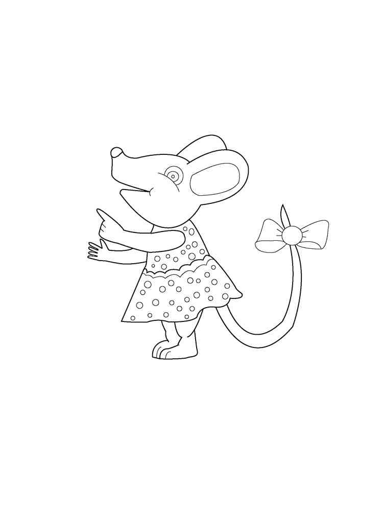 Mouse in a dress coloring page