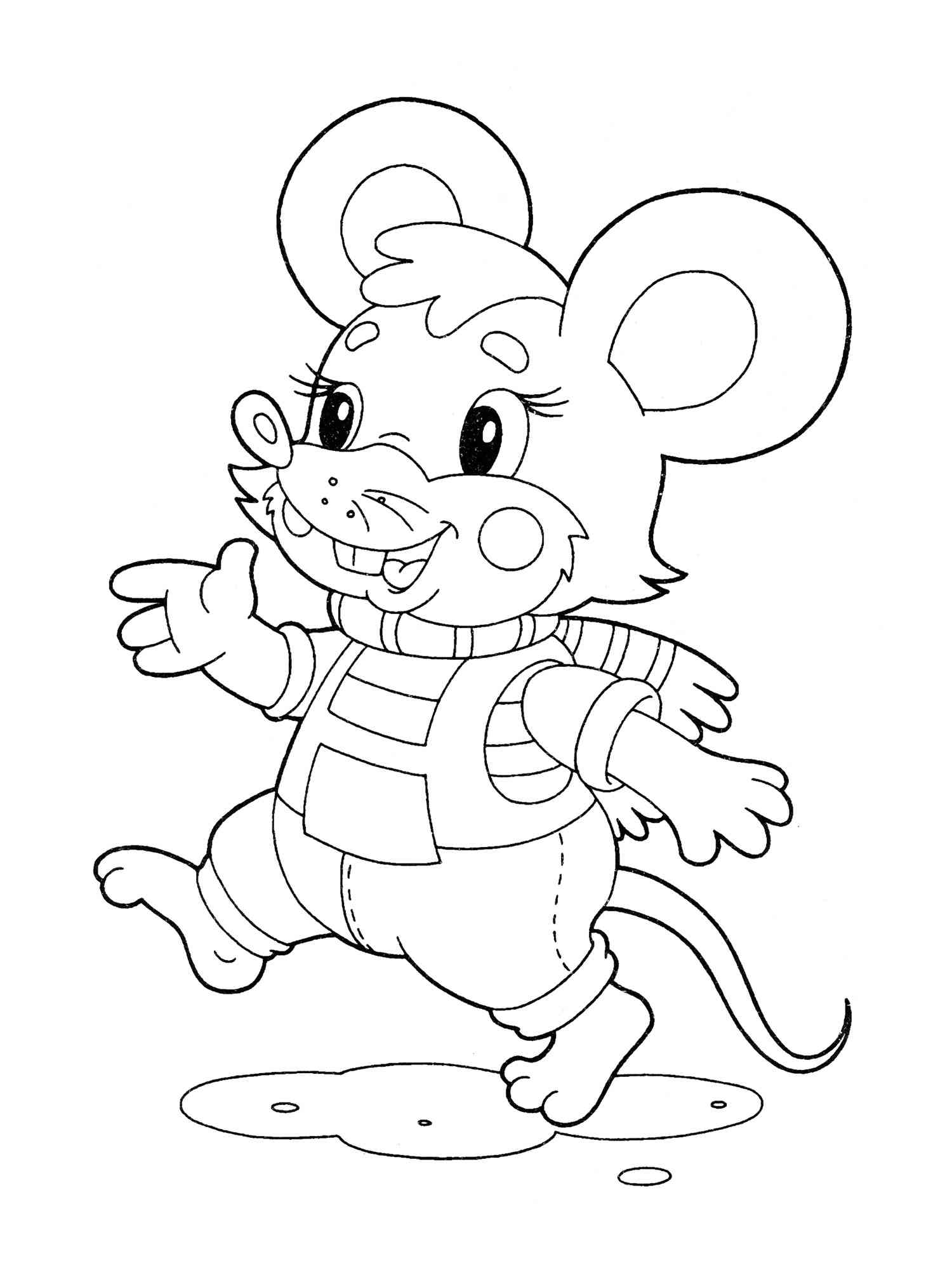 Mouse in a scarf coloring page