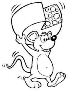 Mouse carries Cheese coloring page