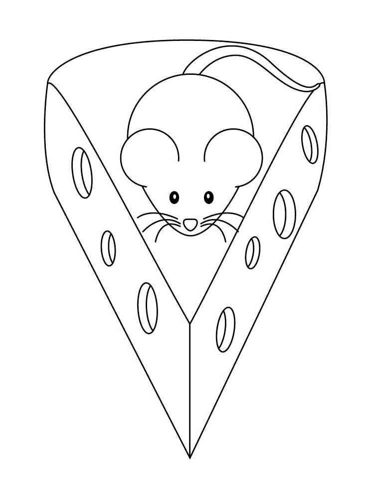 Mouse on cheese coloring page