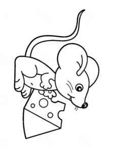 Mouse and cheese coloring page