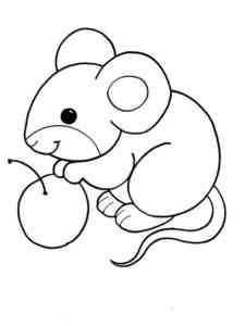 Mouse with a cherry coloring page