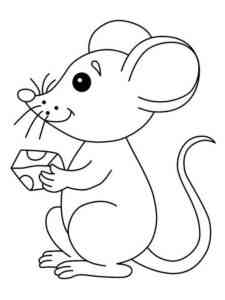 Mouse with cheese coloring page