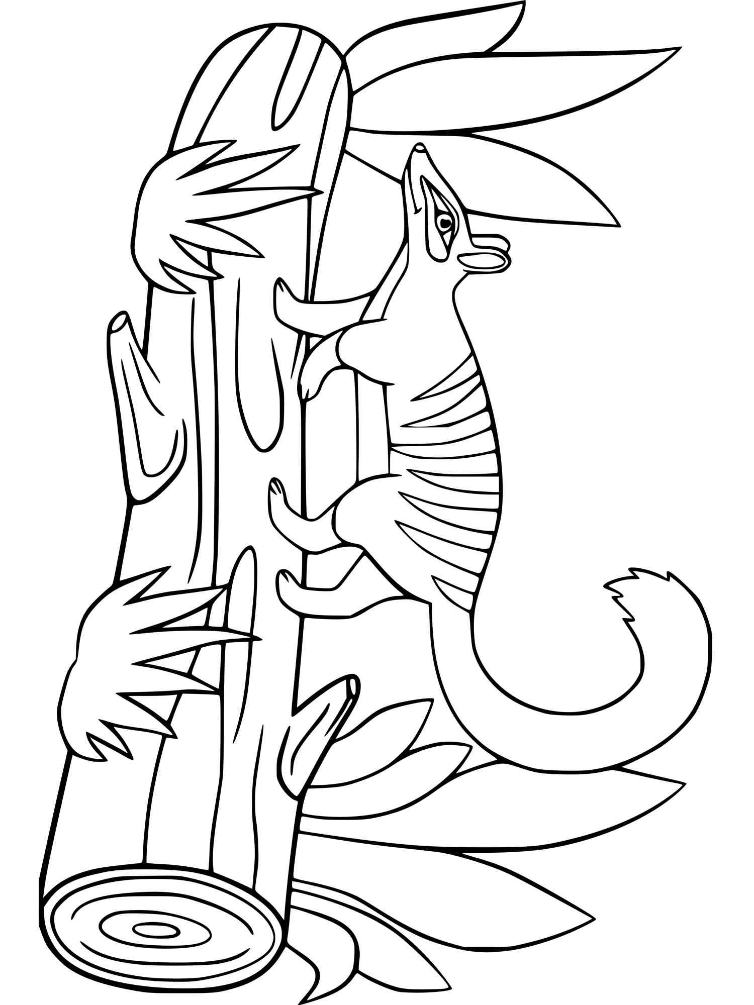 Numbat on a log coloring page