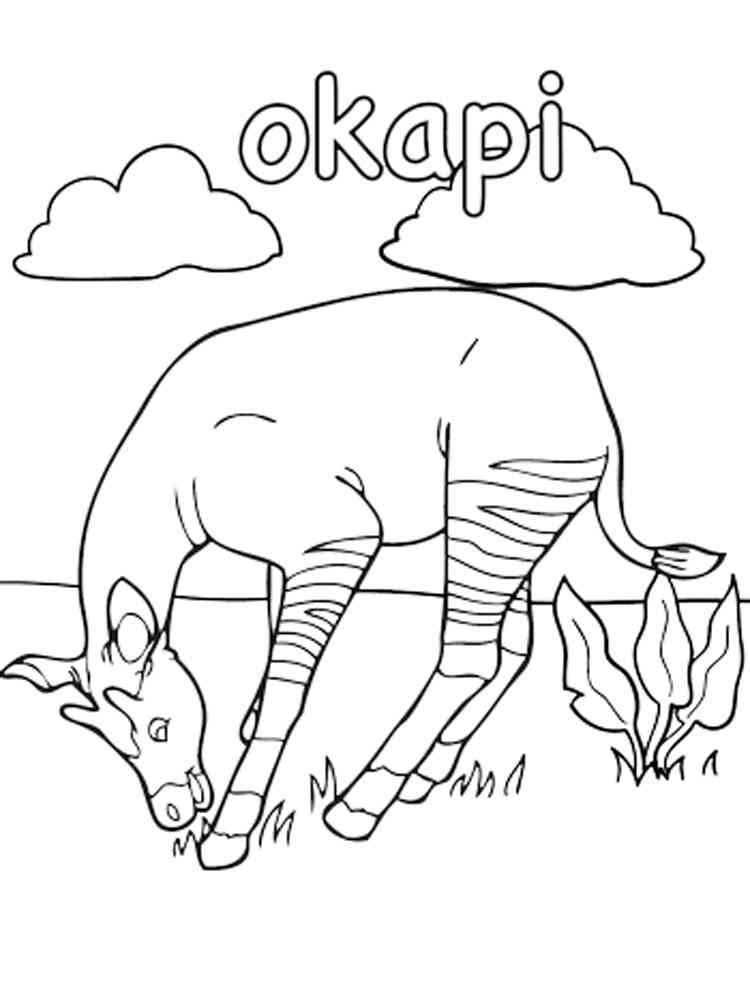 Okapi Eats Grass coloring page