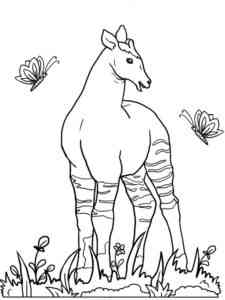 Okapi and Butterflies coloring page