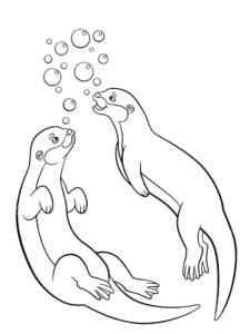 Two Otters coloring page