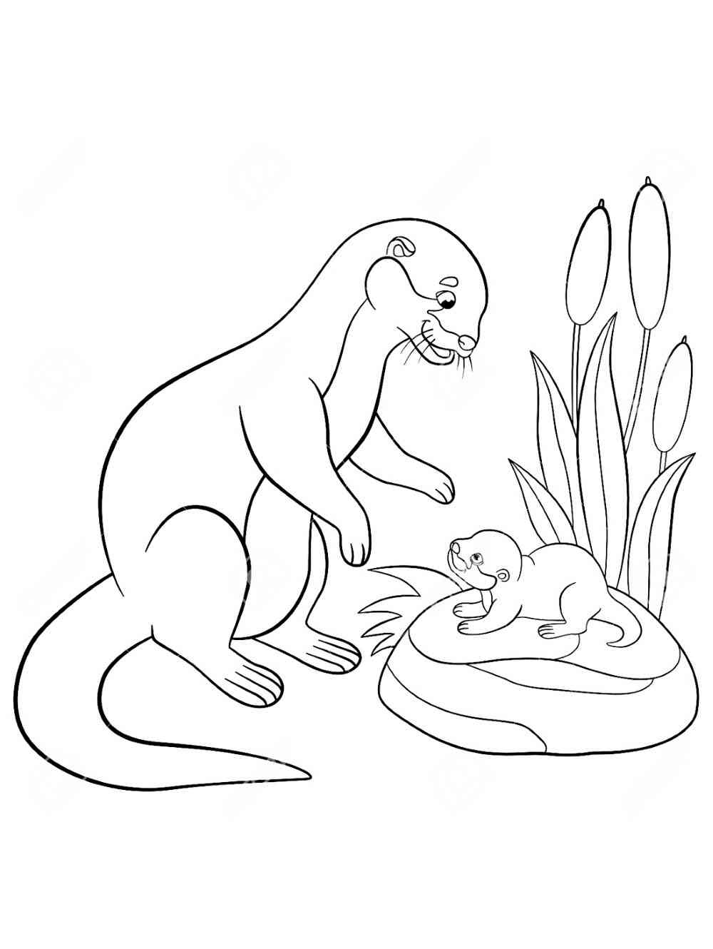 Otter and cub coloring page