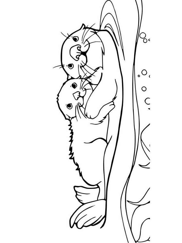 Otter with a cub coloring page