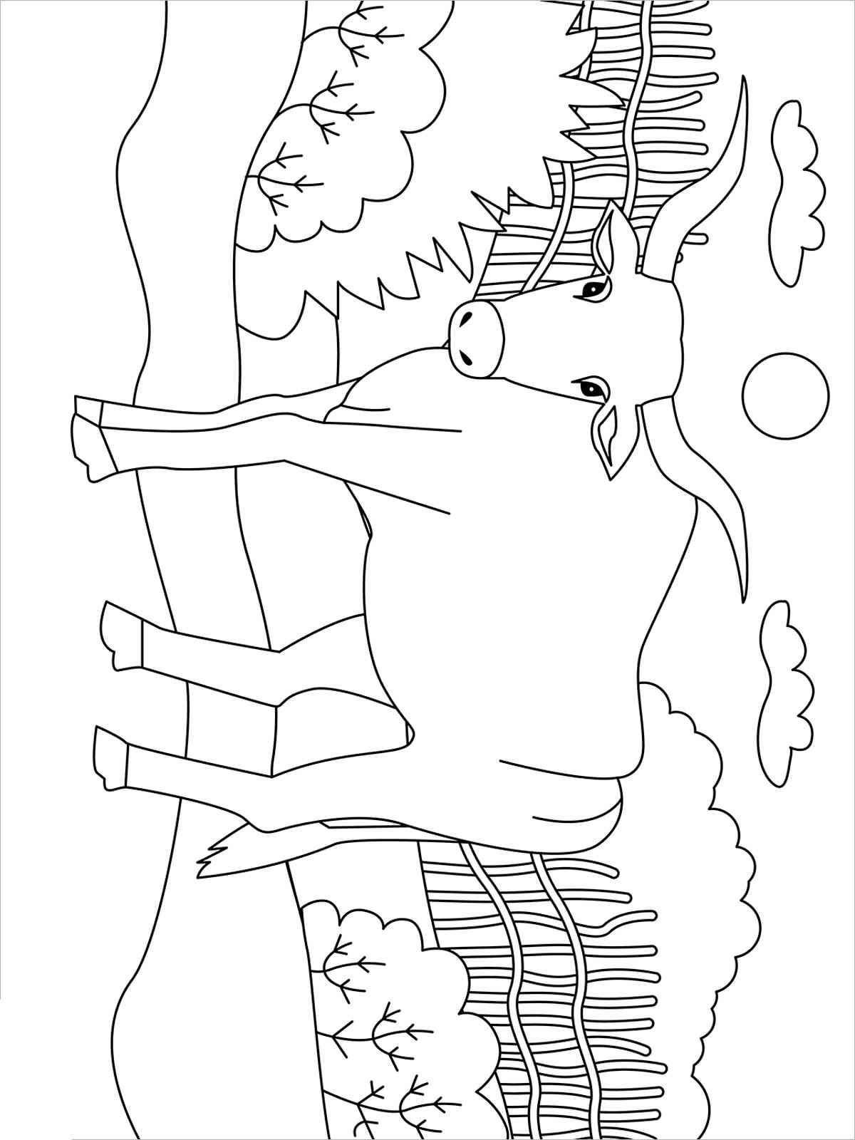 Ox on the Farm coloring page
