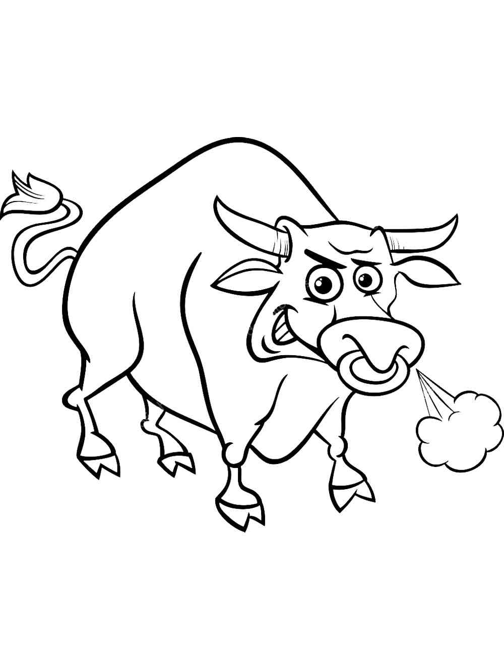 Angry Cartoon Ox coloring page