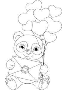 Panda with balloons coloring page