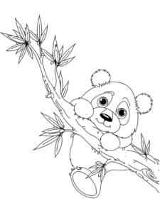 Panda on a branch coloring page