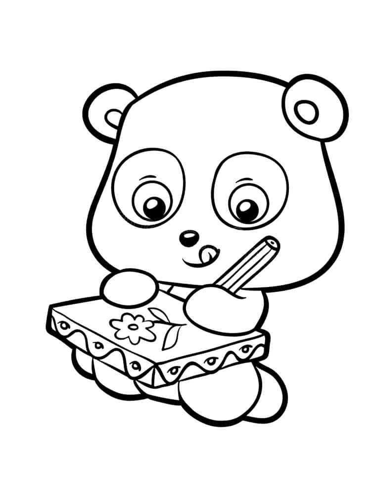 Panda draws coloring page