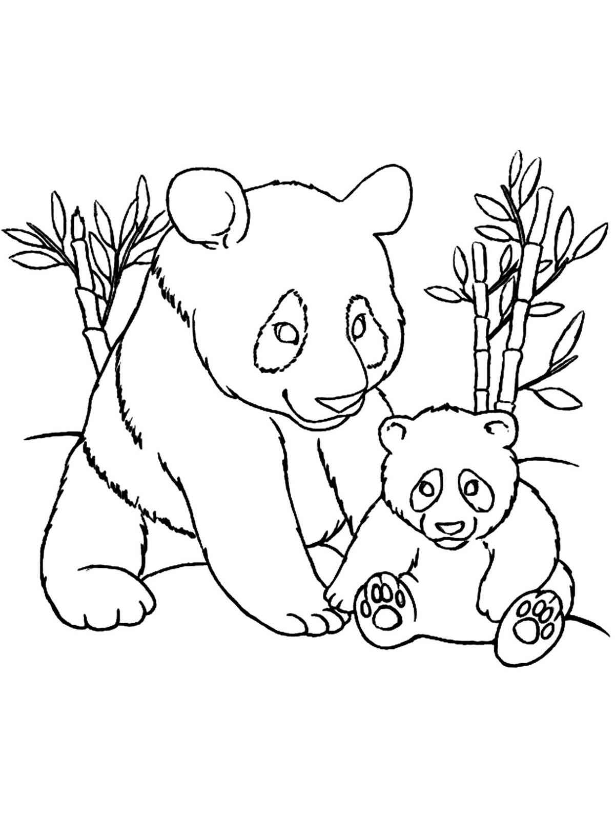 Panda with a cub coloring page