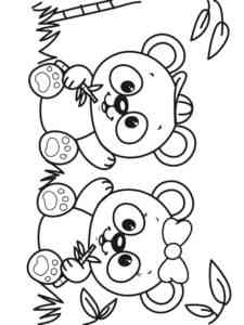 Two Baby Panda coloring page