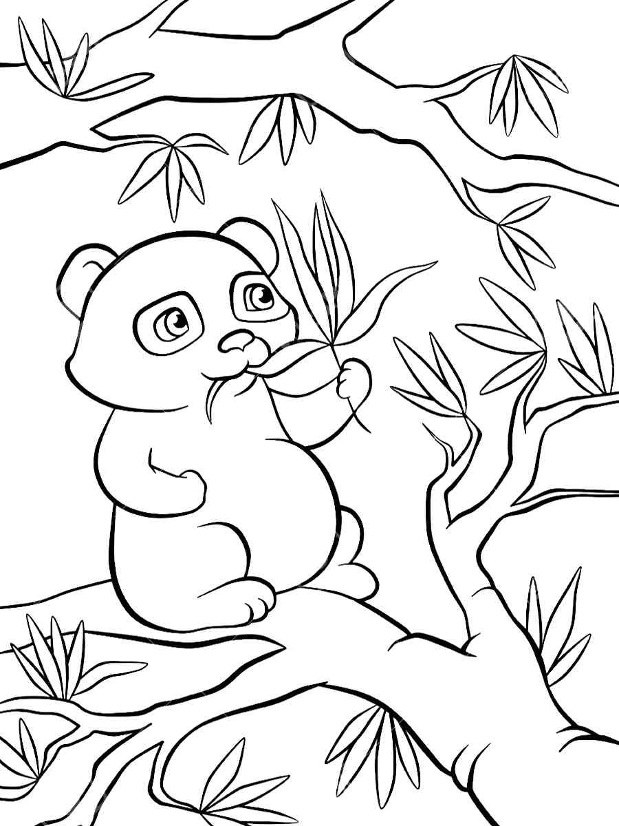 Little Panda with bamboo coloring page