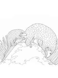 Pangolin with a cub coloring page