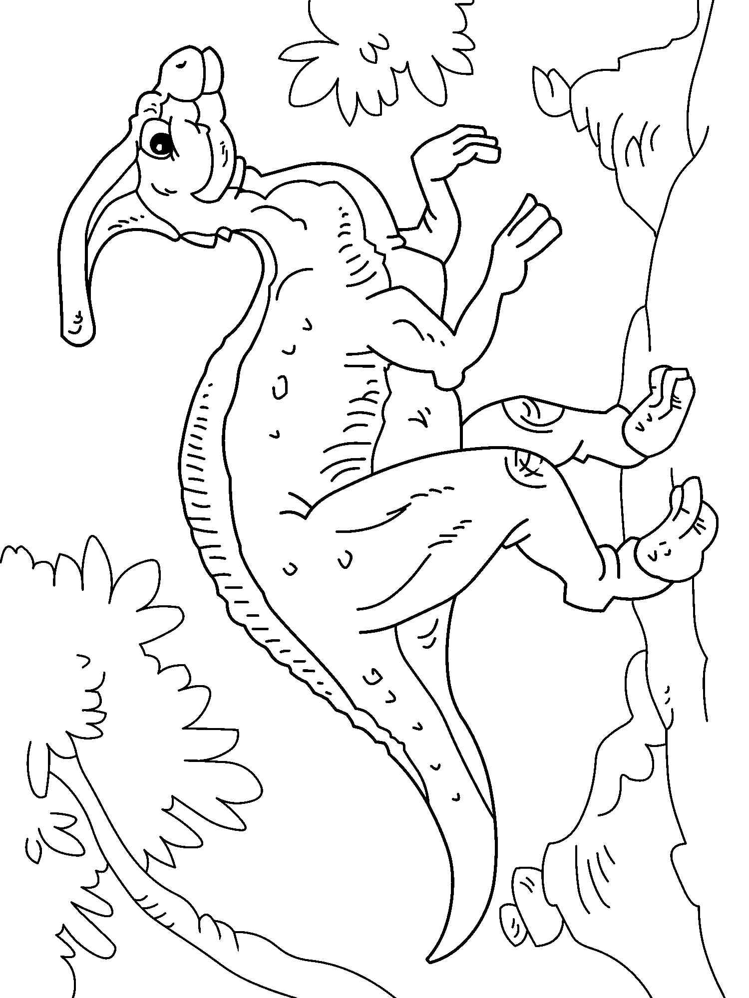 Walking Parasaurolophus coloring page