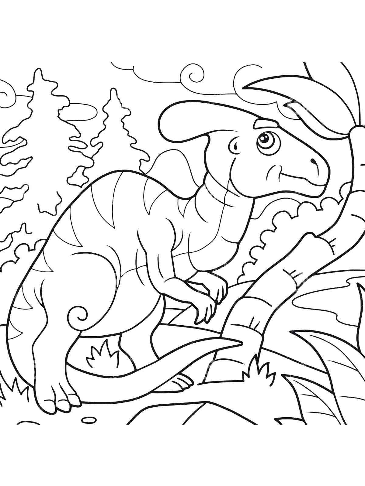 Cartoon Parasaurolophus coloring page