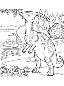 Parasaurolophus eats leaves coloring page