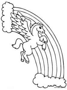 Pegasus and Rainbow coloring page