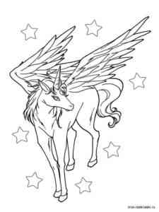 Pegasus with stars coloring page