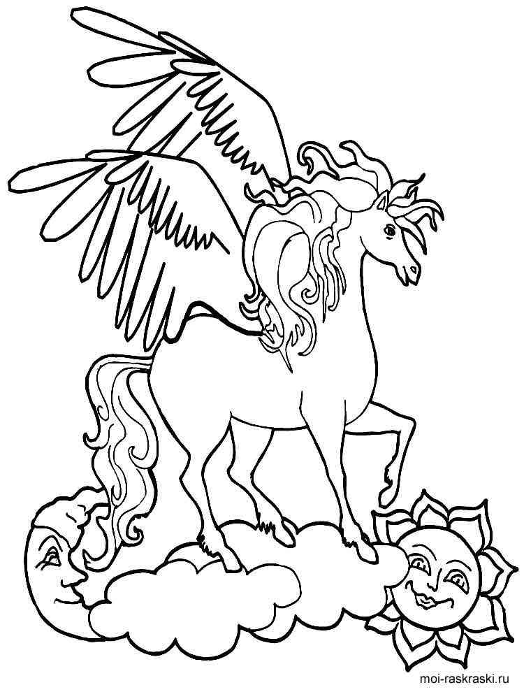 Pegasus on a Cloud coloring page