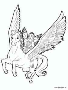 Pegasus and Barbie coloring page