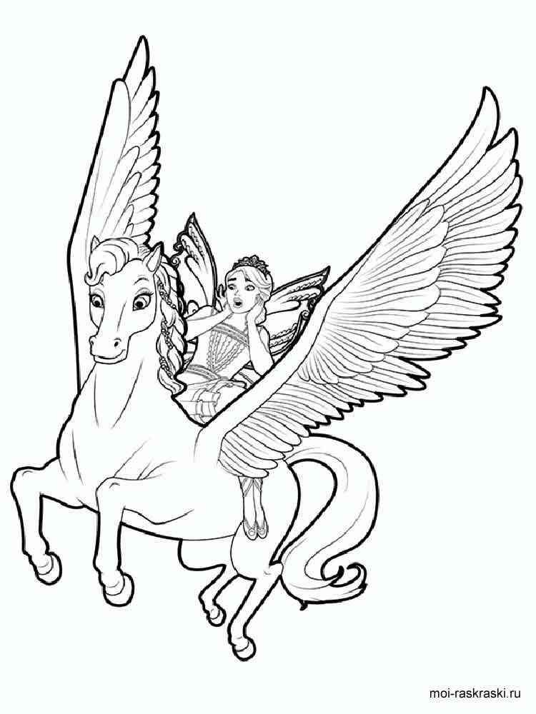 Pegasus and Barbie coloring page