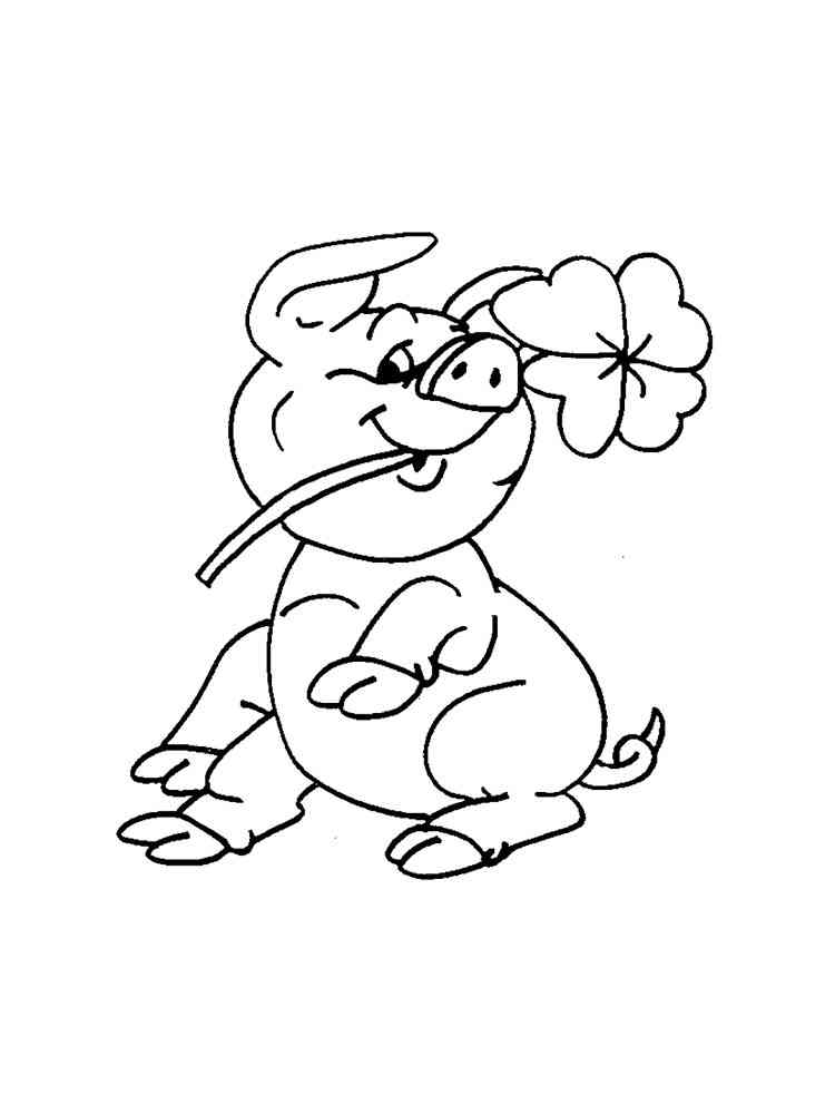 Pig and Flower coloring page