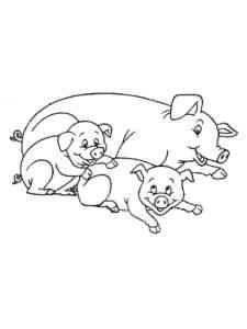 Pig and Piglets coloring page