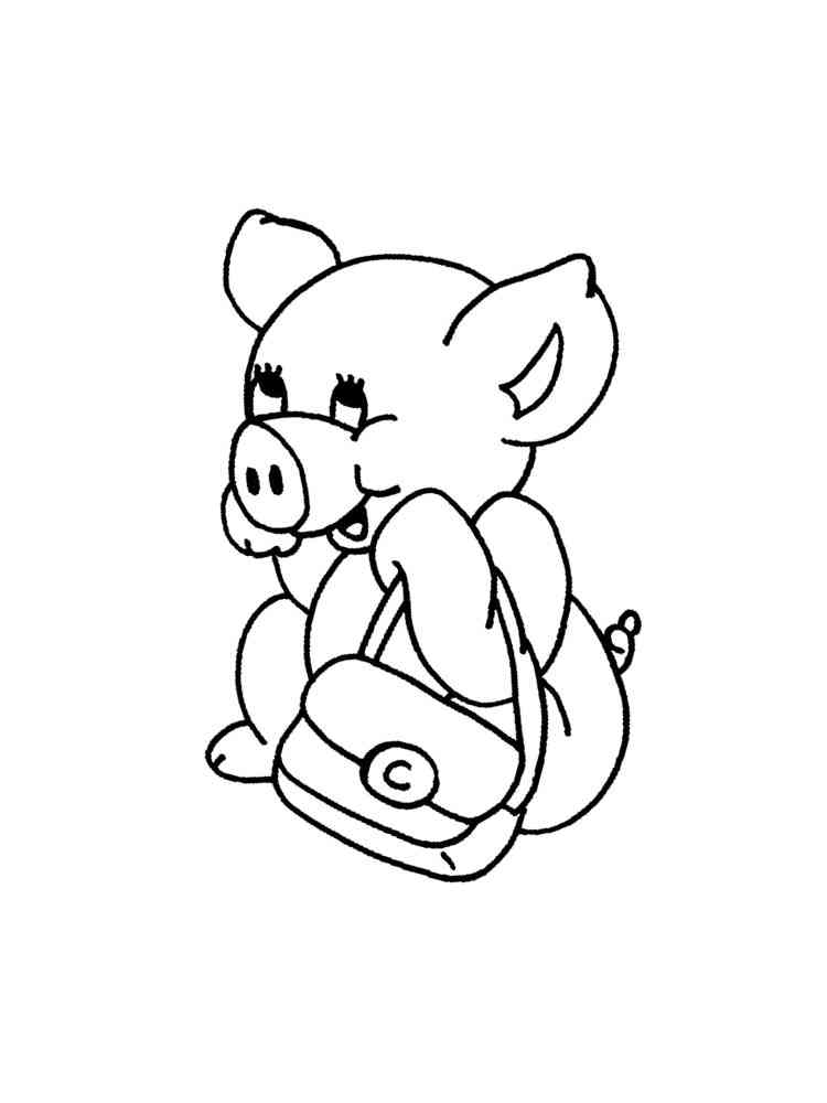Piglet with a purse coloring page