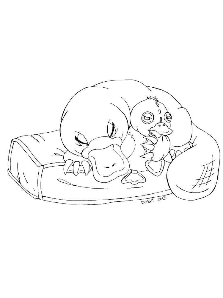 Platypus with toy coloring page