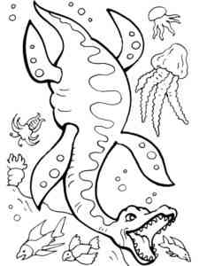 Plesiosaurus underwater coloring page