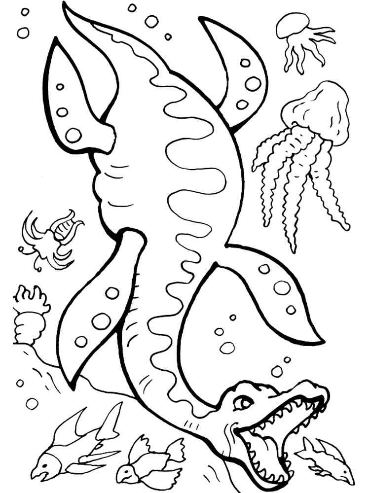 Plesiosaurus underwater coloring page