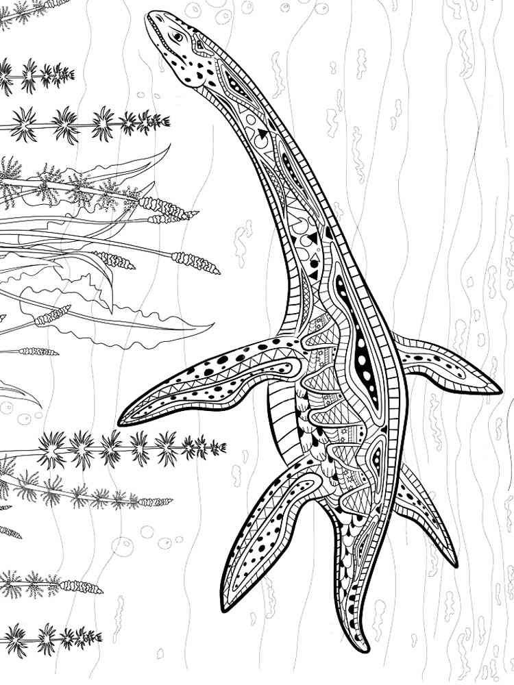 Zentangle Plesiosaurus coloring page