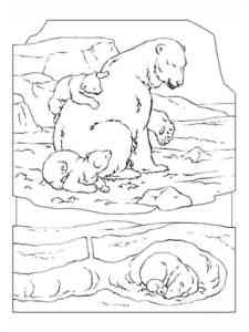 Polar Bear with Two Cubs coloring page
