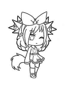 Gacha Life with bow coloring page