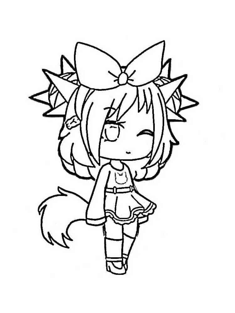 Gacha Life with bow coloring page