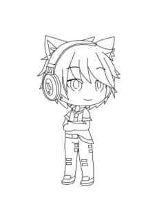 Gacha Life Boy with Headphones coloring page