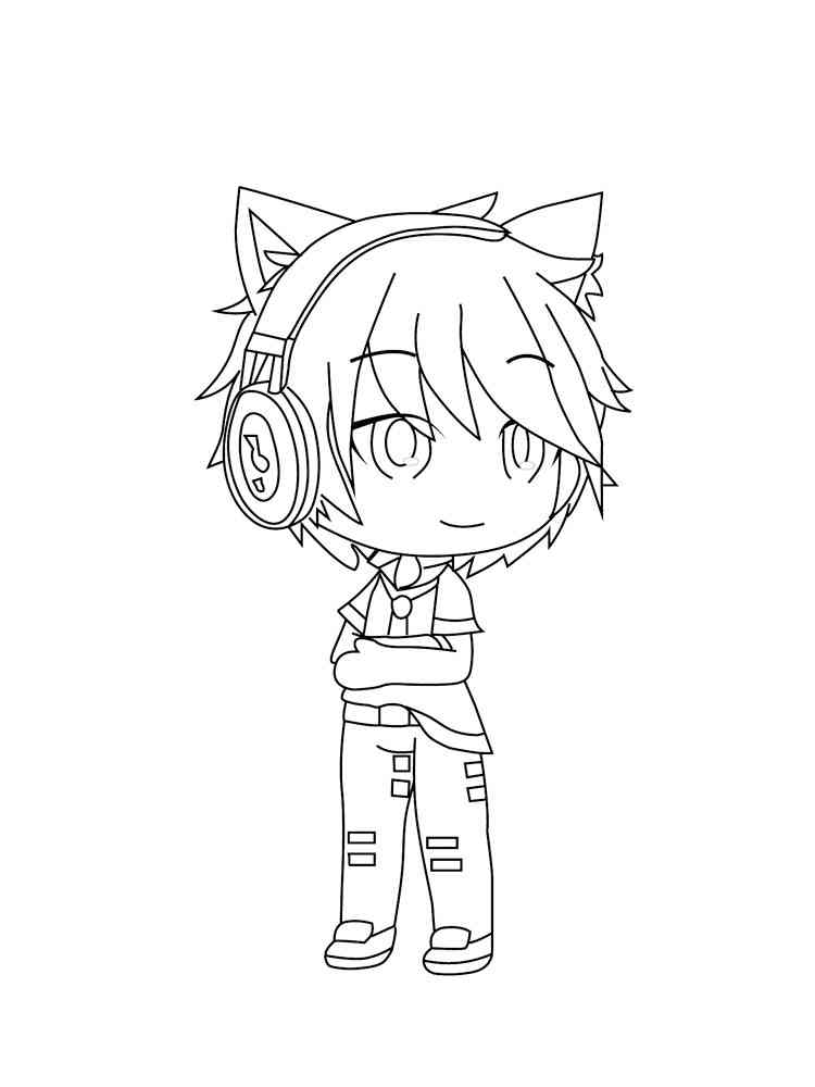 Gacha Life Boy with Headphones coloring page