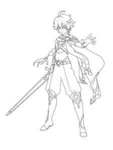 Aether Genshin Impact coloring page