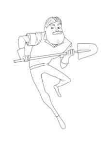 Hello Neighbor with a shovel coloring page