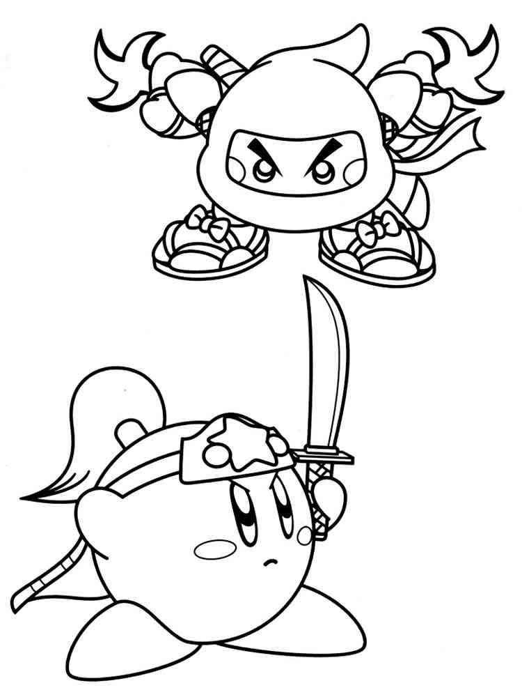 Kirby vs Ninja coloring page