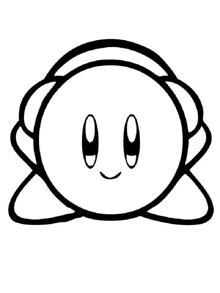 Kirby with headphones coloring page