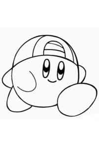 Kirby in a baseball cap coloring page
